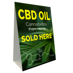 CBD Oil Sold Here Economy A-Frame Sign 2 Feet Wide by 3 Feet Tall