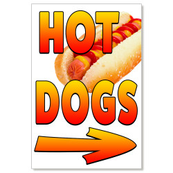 Hot Dogs Arrow Economy A-Frame Sign 2 Feet Wide by 3 Feet Tall