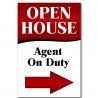 Open House Agent On Duty Arrow Economy A-Frame Sign 2 Feet Wide by 3 Feet Tall