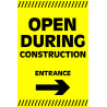 Open During Construction (Arrow) Economy A-Frame Sign 2 Feet Wide by 3 Feet Tall