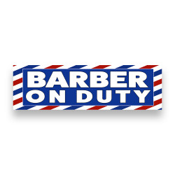 Barber ON Duty Vinyl Banner 10 Feet Wide by 3 Feet Tall