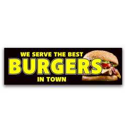 Burgers Vinyl Banner 8 Feet Wide by 2.5 Feet Tall