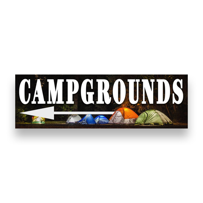 Campgrounds Left Arrow Vinyl Banner 8 Feet Wide by 2.5 Feet Tall