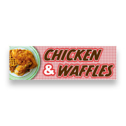 Chicken & Waffles Vinyl Banner 8 Feet Wide by 2.5 Feet Tall