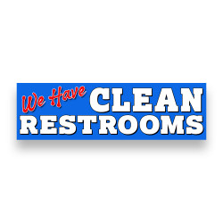 We Have Clean RESTROOMS Vinyl Banner 10 Feet Wide by 3 Feet Tall
