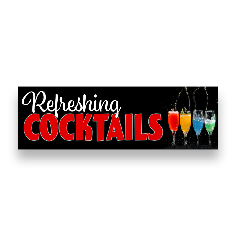 Refreshing Cocktails Vinyl Banner 8 Feet Wide by 2.5 Feet Tall