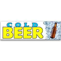 Cold Beer Vinyl Banner 10 Feet Wide by 3 Feet Tall