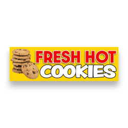 Fresh Hot Cookies Vinyl Banner 8 Feet Wide by 2.5 Feet Tall