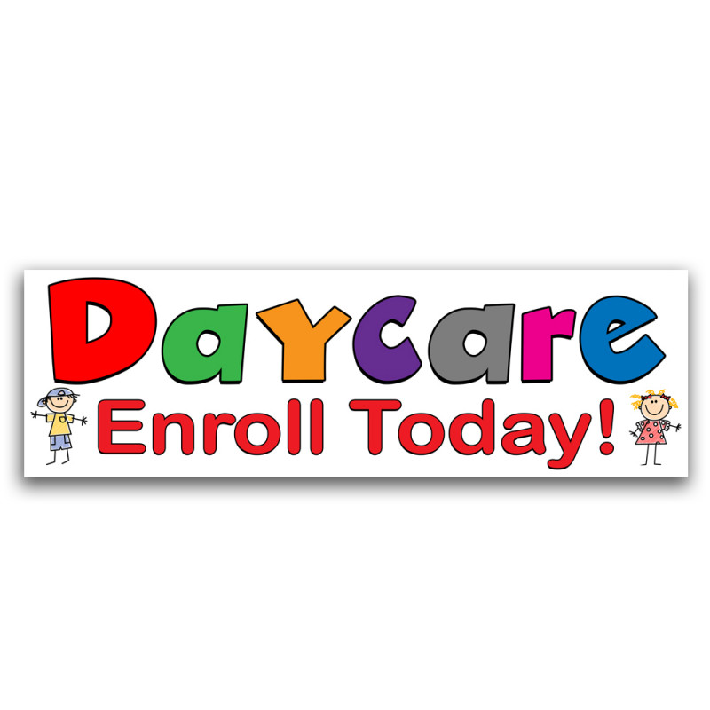 Daycare Enroll Today Vinyl Banner 8 Feet Wide by 2.5 Feet Tall