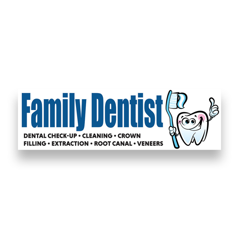 Family Dentist Vinyl Banner 10 Feet Wide by 3 Feet Tall