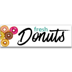 Fresh Donuts Vinyl Banner 10 Feet Wide by 3 Feet Tall