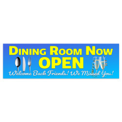 Dining Room Now Open Vinyl Banner 10 Feet Wide by 3 Feet Tall
