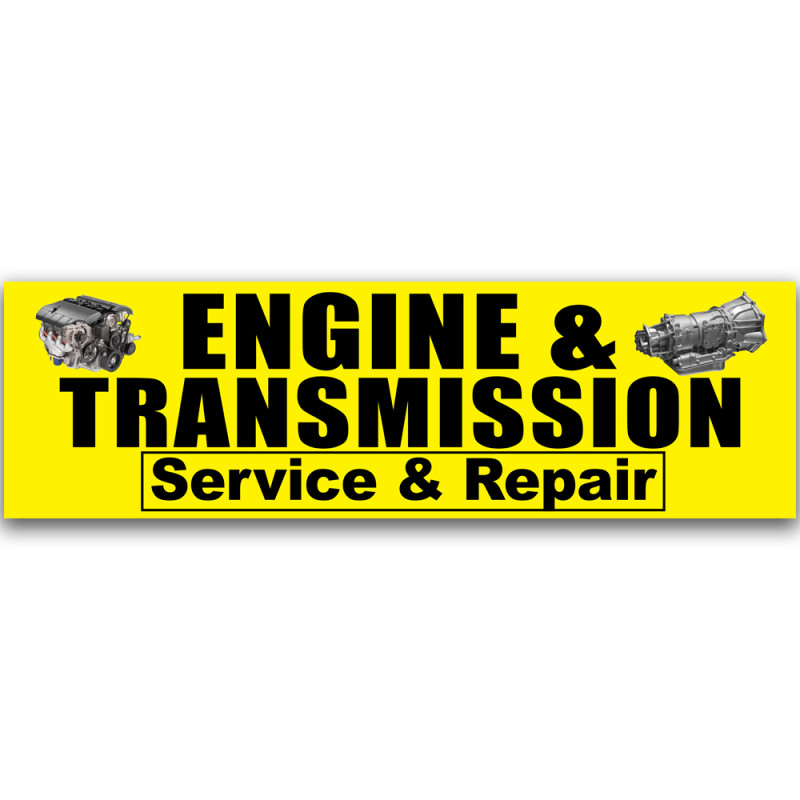 Engine and Transmission Service & Repair Vinyl Banner 10 Feet Wide by 3 Feet Tall